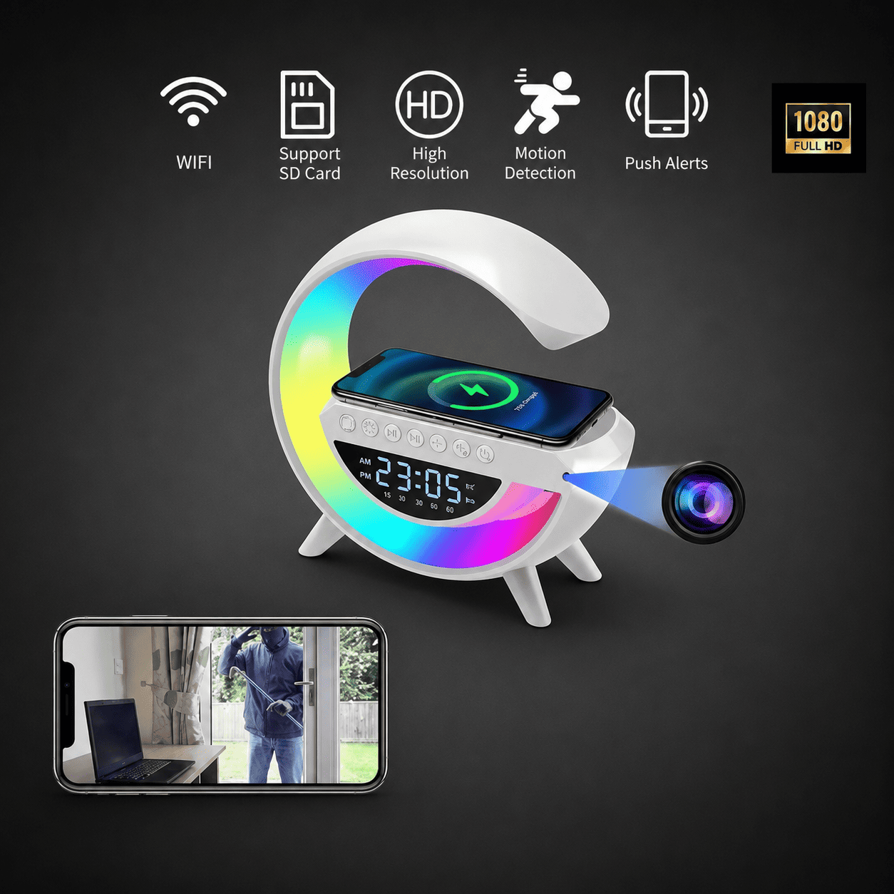 Reloj con cámara wifi multifunción